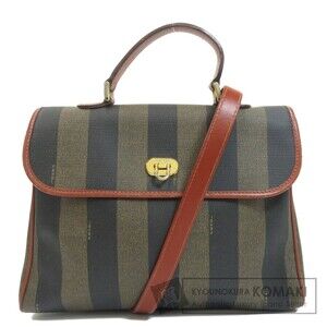 Fendi Pequin Pattern Handbag Leather